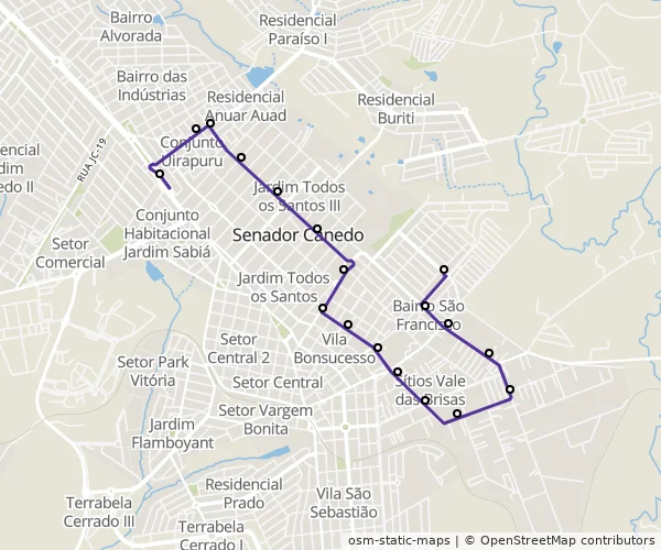 Mapa do itinerário da linha
