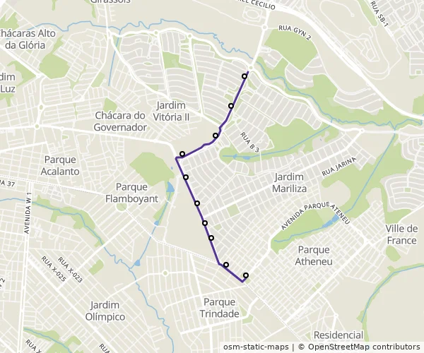 Mapa do itinerário da linha