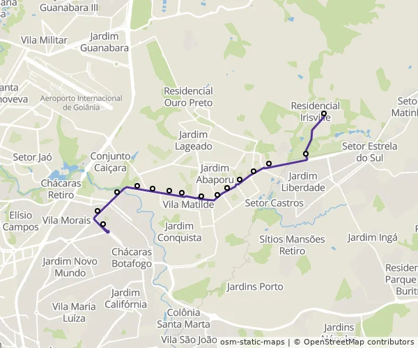 Mapa do itinerário da linha
