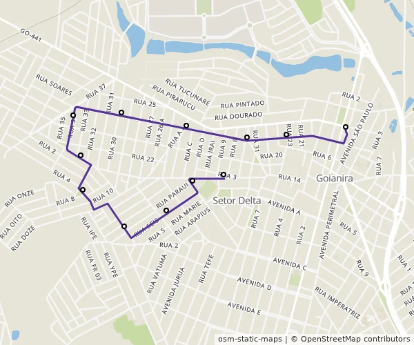 Mapa do itinerário da linha