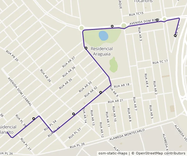 Mapa do itinerário da linha