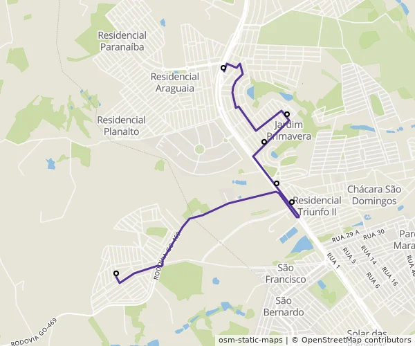 Mapa do itinerário da linha