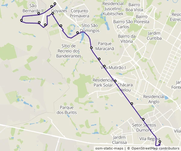 Mapa do itinerário da linha