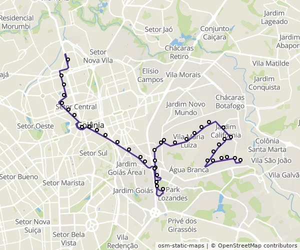 Mapa do itinerário da linha
