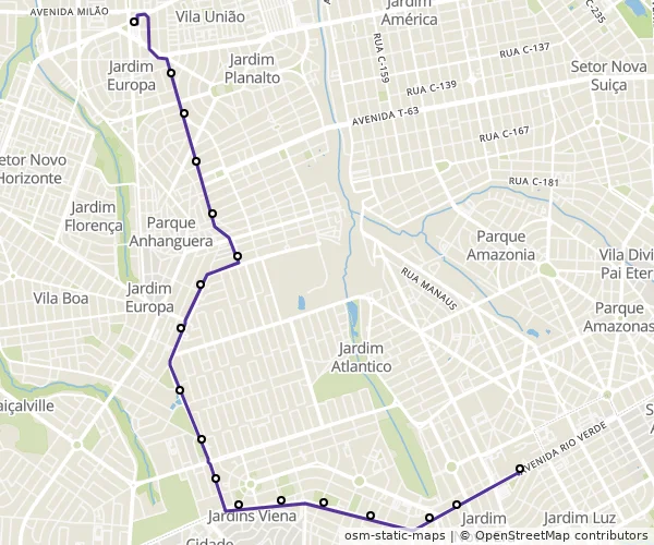 Mapa do itinerário da linha