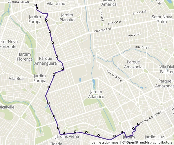 Mapa do itinerário da linha
