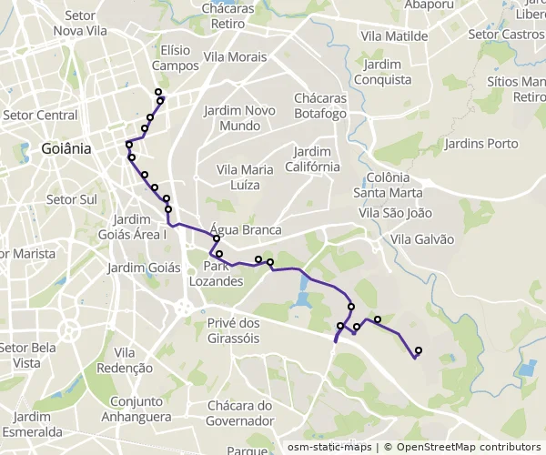 Mapa do itinerário da linha