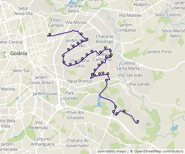 Mapa do itinerário da linha