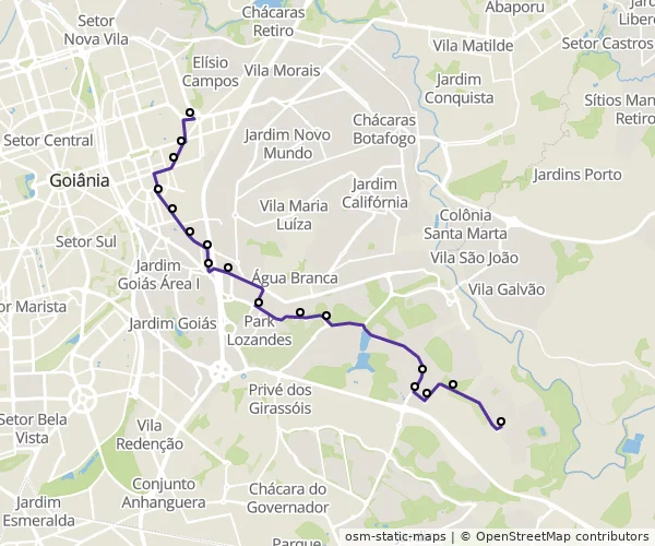 Mapa do itinerário da linha