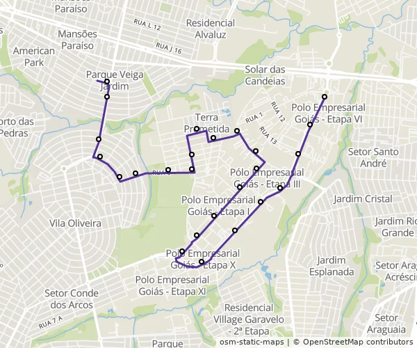 Mapa do itinerário da linha