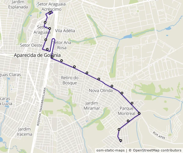 Mapa do itinerário da linha