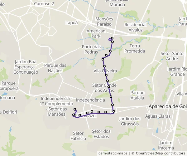 Mapa do itinerário da linha