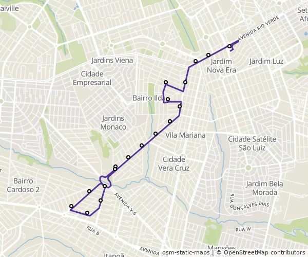 Mapa do itinerário da linha