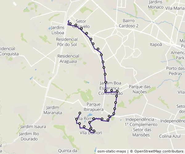 Mapa do itinerário da linha