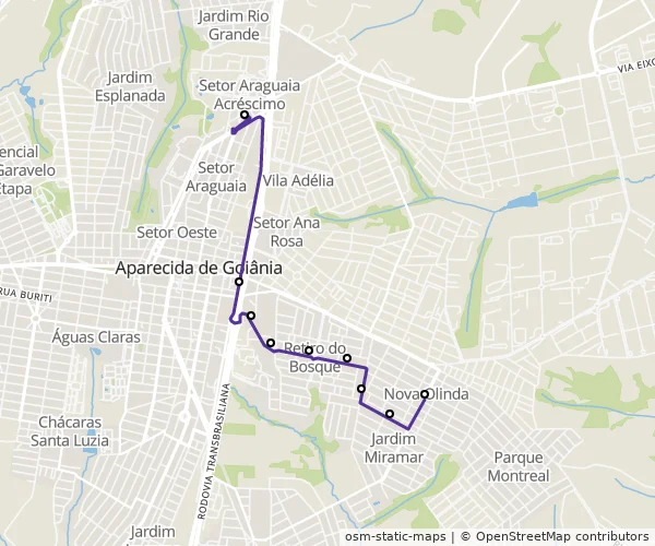 Mapa do itinerário da linha