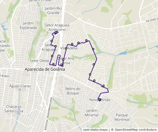 Mapa do itinerário da linha