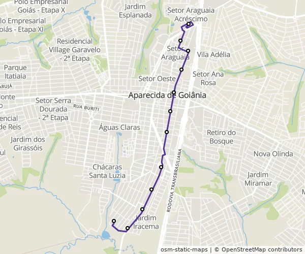 Mapa do itinerário da linha