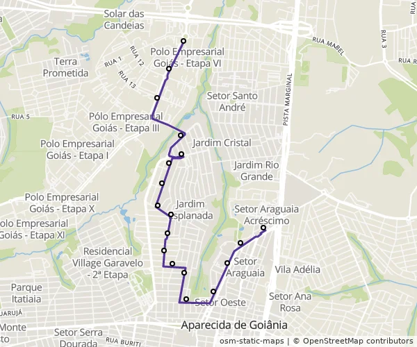 Mapa do itinerário da linha
