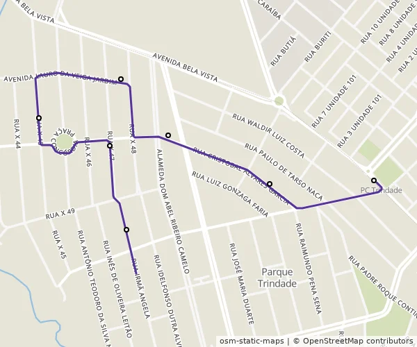 Mapa do itinerário da linha