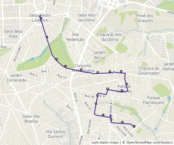 Mapa do itinerário da linha