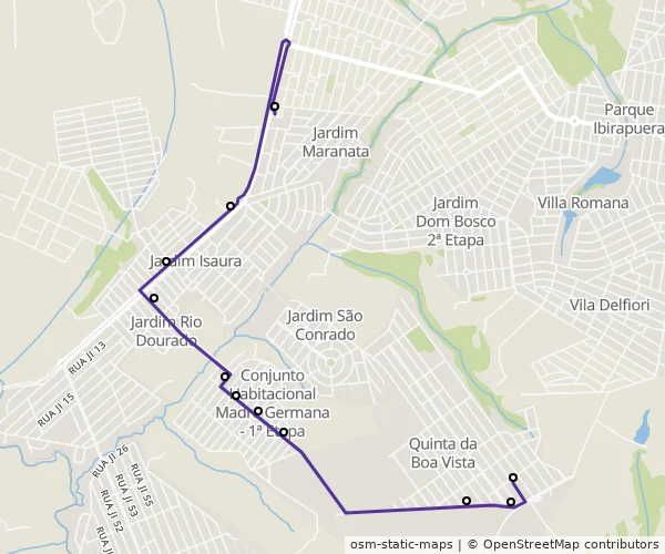Mapa do itinerário da linha