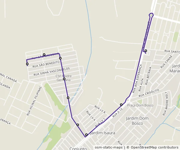 Mapa do itinerário da linha