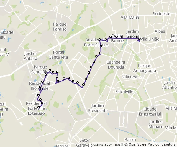 Mapa do itinerário da linha