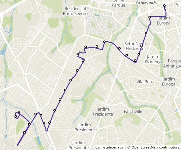 Mapa do itinerário da linha