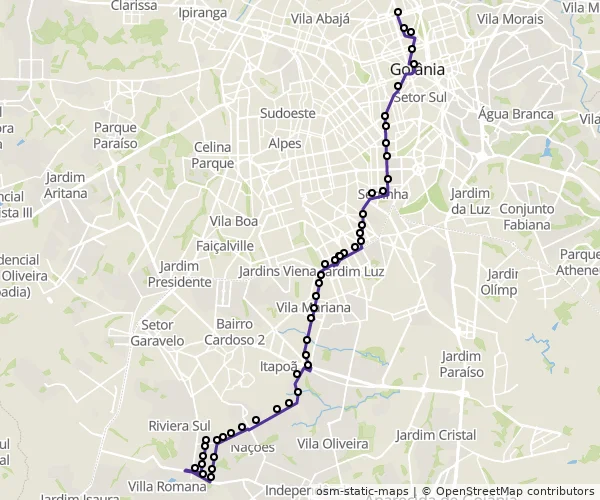 Mapa do itinerário da linha