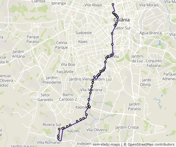 Mapa do itinerário da linha