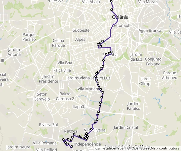 Mapa do itinerário da linha