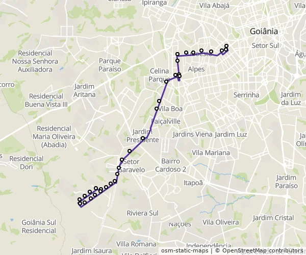 Mapa do itinerário da linha