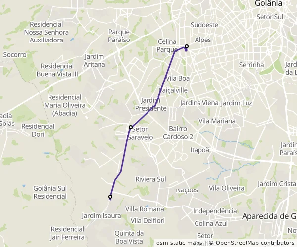 Mapa do itinerário da linha