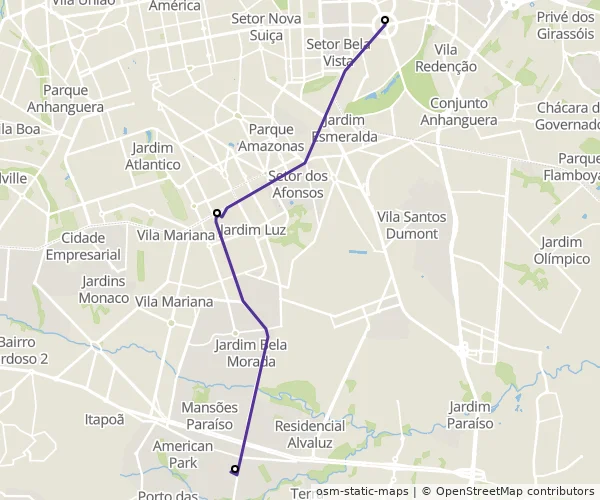 Mapa do itinerário da linha