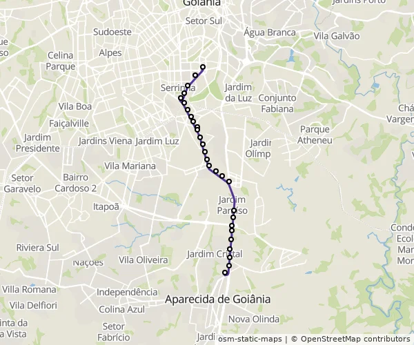 Mapa do itinerário da linha
