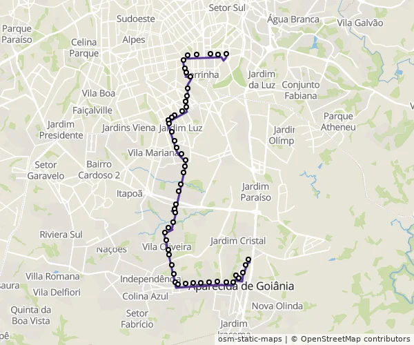 Mapa do itinerário da linha