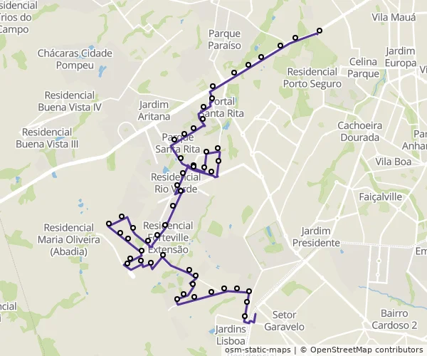 Mapa do itinerário da linha