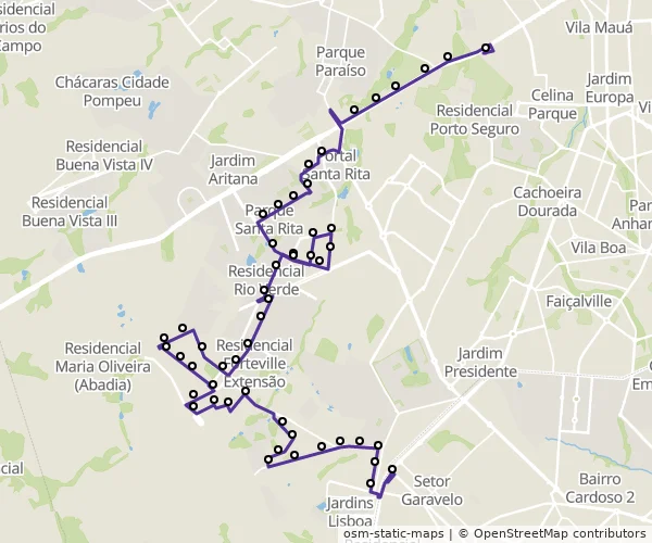 Mapa do itinerário da linha