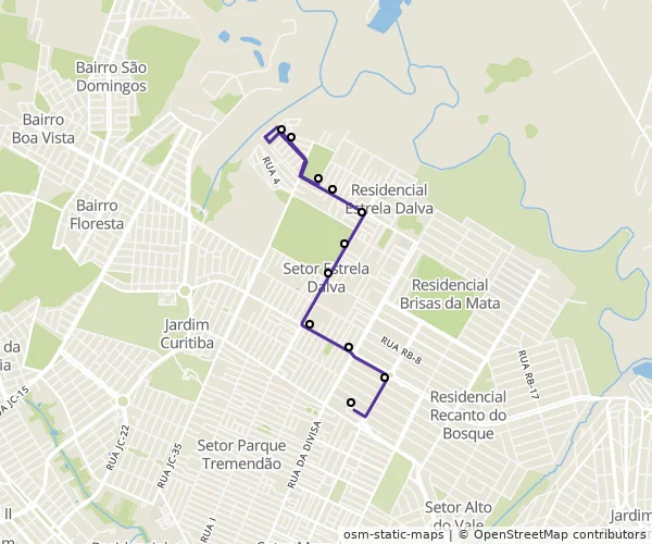 Mapa do itinerário da linha