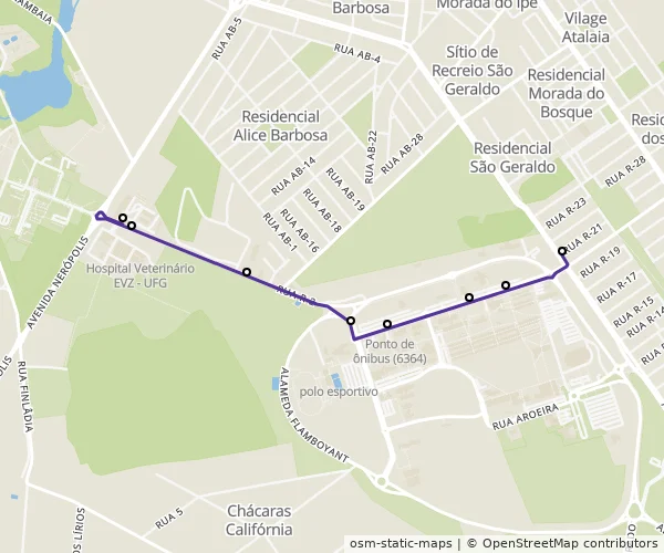 Mapa do itinerário da linha