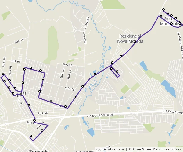 Mapa do itinerário da linha