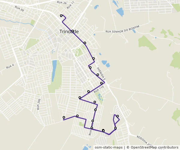 Mapa do itinerário da linha