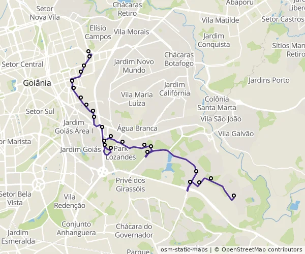 Mapa do itinerário da linha