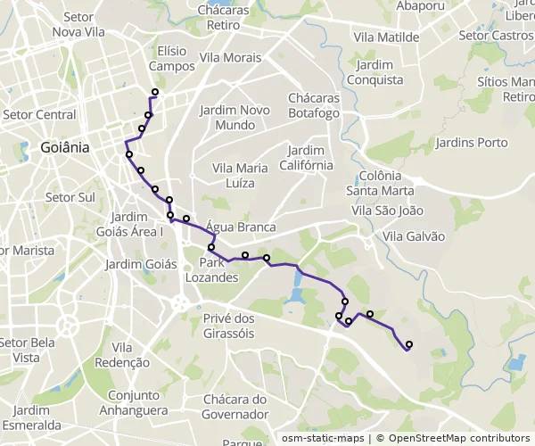 Mapa do itinerário da linha