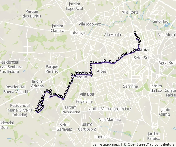 Mapa do itinerário da linha