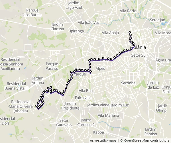 Mapa do itinerário da linha