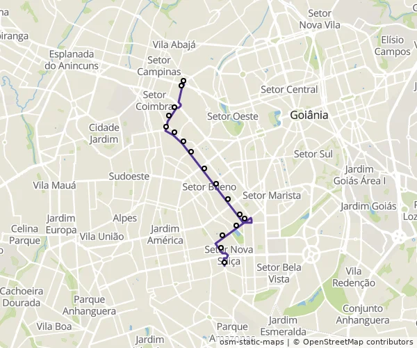 Mapa do itinerário da linha