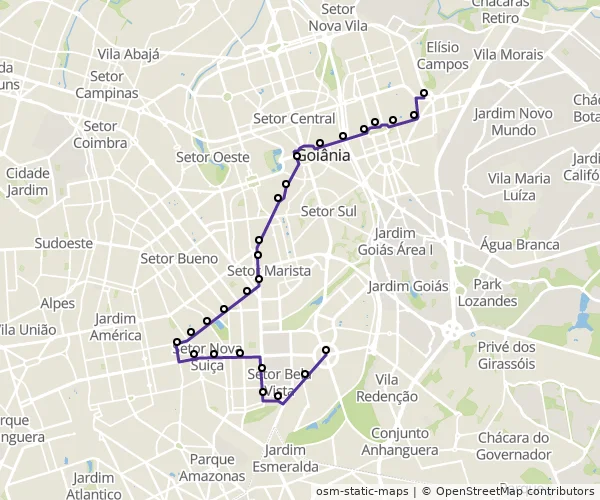 Mapa do itinerário da linha