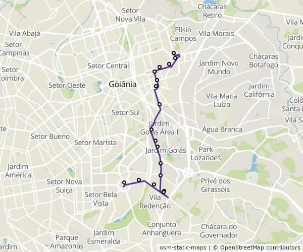 Mapa do itinerário da linha