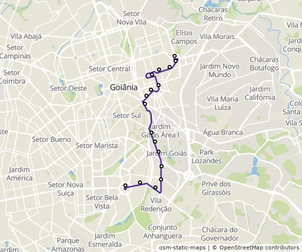 Mapa do itinerário da linha